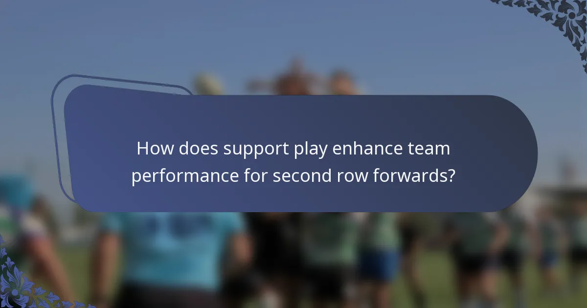 How does support play enhance team performance for second row forwards?