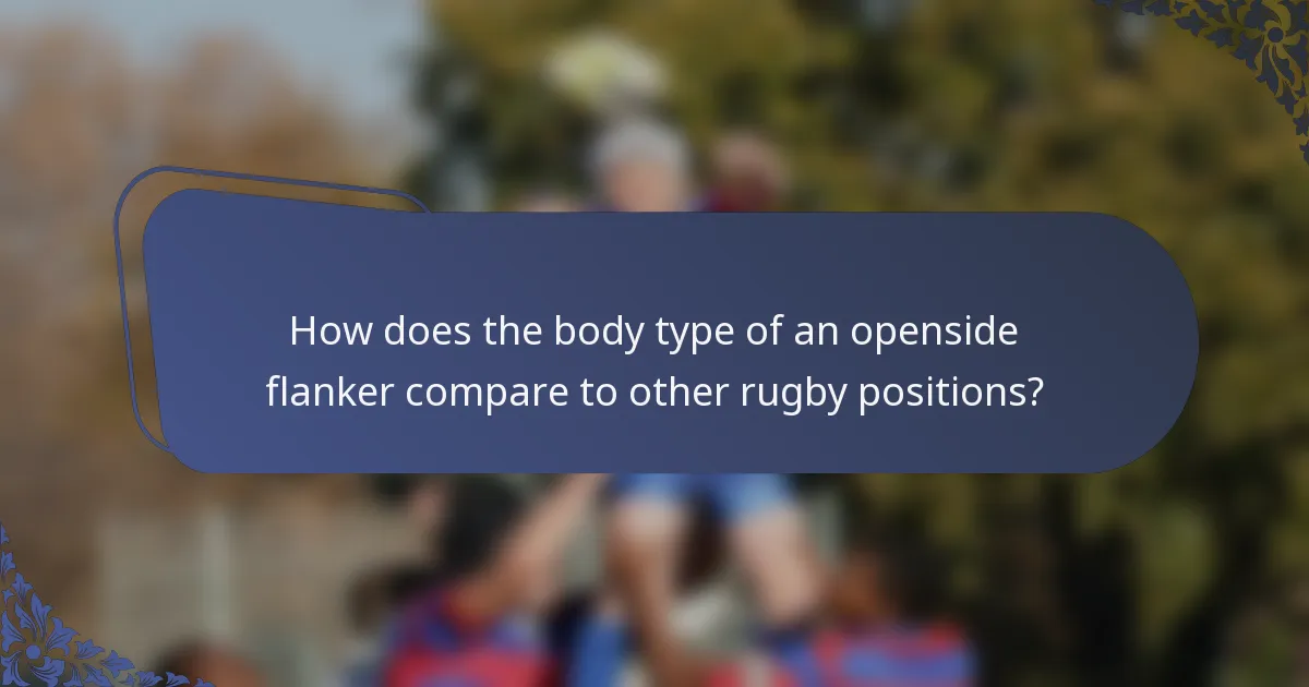 How does the body type of an openside flanker compare to other rugby positions?